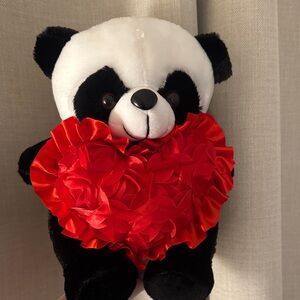 Plush Panda Holding Red Heart Plush